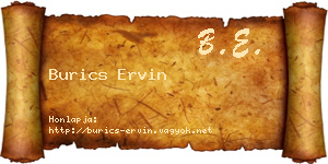 Burics Ervin névjegykártya